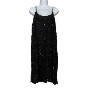 Ste'nay Womens Black Beaded Sequence Spaghetti Strap Lined Dress Size 18